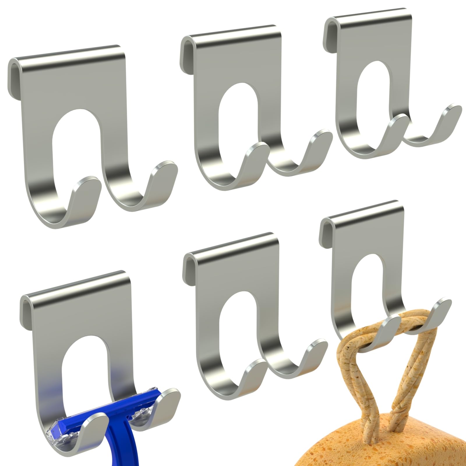 Jovware 6 Pack Shower Razor Hook Truck Storage Hooks Heavy-Duty Rust-Resistant Metal Hangers for Shower Caddy Bathroom Vehicle