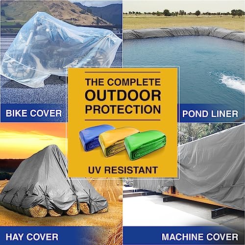 Image of TUFFPAULIN 27FT X 24FT 120 GSM Silver Tarpaulin Tirpal Tadpatri Tharpai Thadika, Extra Strong, Reinforced Eyelets, UV Resistant, 100% Waterproof Virgin, 6 Layer MLCL 3D Rib Technology-1 No.
