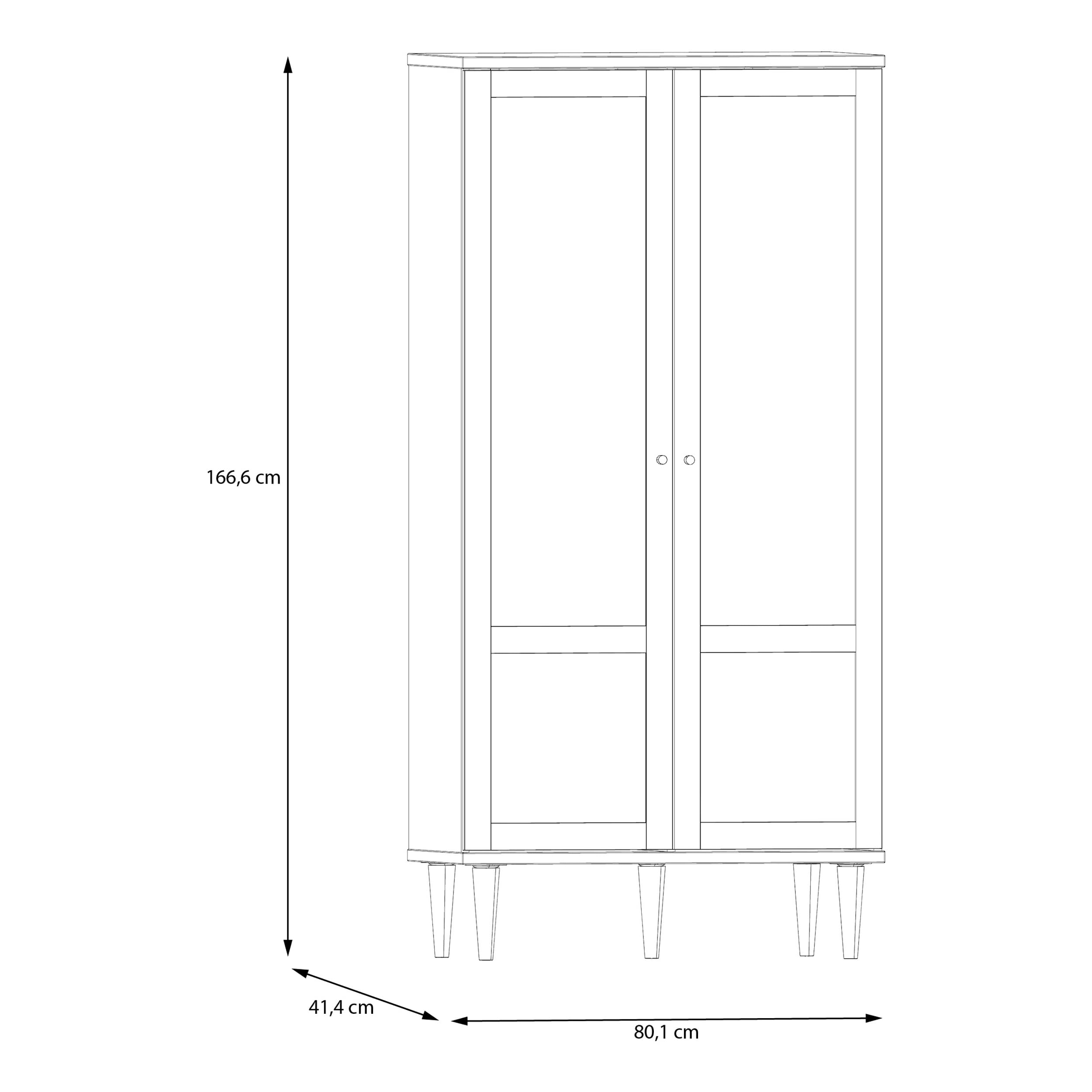 Forte CALASETTA Vitrine 80, Boho-Vitrinenschrank mit Rattangeflecht, 2-türig, Holzwerkstoff, Elegancia Eiche | Technorattan, 80,1 cm breit x 166,6 cm hoch x 41,4 cm tief