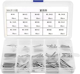 Split Cotter Pin Kit,150Pcs 15 Kinds 304 Stainless Steel Split Cotter Pins Kit M1 M3 Split Cotter Clip Pins Assortment Kit Fastener Fitting Pin Hairpin for Automotive Mechanics Engine Repair