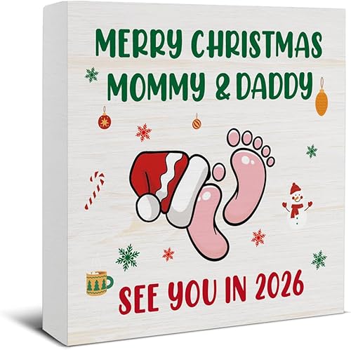 Miniatura 16 de Divertida decoración de Navidad, decoraciones navideñas para interiores, deseos de bastón de caramelo y besos de muérdago, letrero de madera rústico