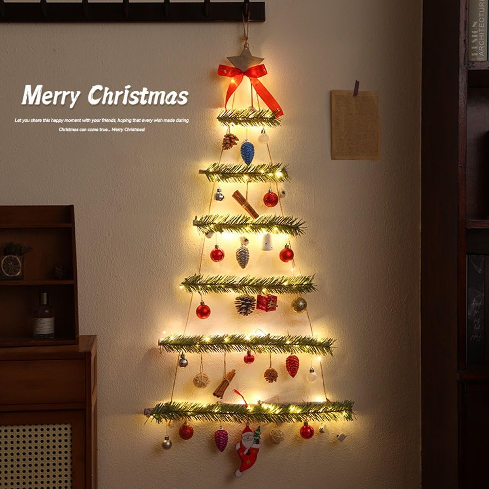 Sapin De Noël Lumineux Mural, Décorations De Noël, Guirlande Lumineuse Murale en Tissu Non Tissé, Décorations pour Les Fêtes De Noël