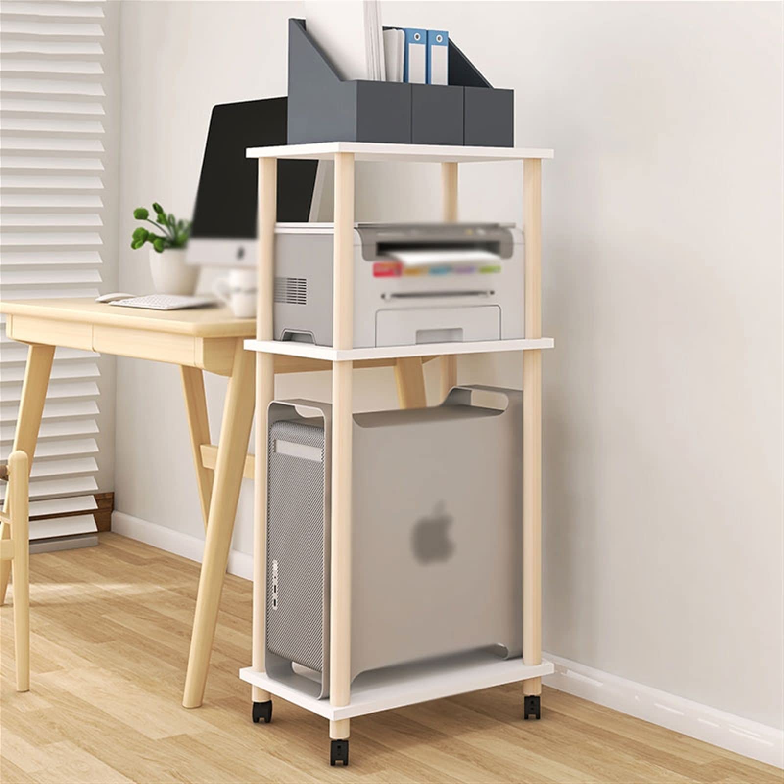 Supporto per CPU Stand da pavimento a soffitto a 3 strati CPU con portata for carrello rimovibile for impieghi gravosi con ruote in legno massiccio con ruote con ruote con ruote Supporto per PC Case