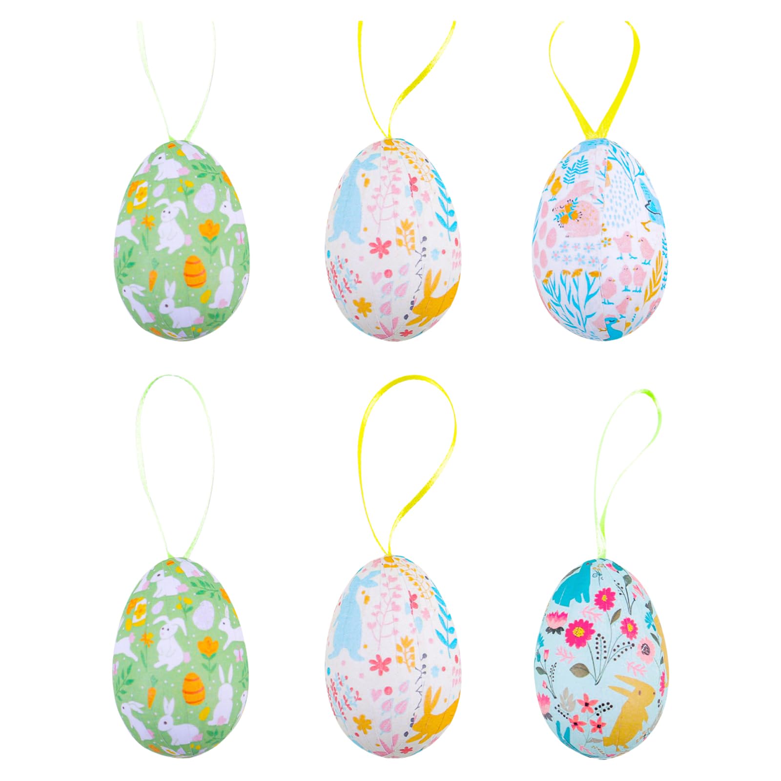 Elnwnnkc Of 6 Colorful Painting Foam Eggs Decorations Easters Hanging Pendant Stylish Ornament for Parties and Celebration Colorful Easters Ornament