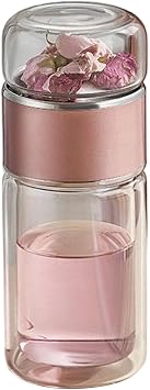 infusifie Tea Bottle, Smart Tea Maker, Double-Layer Insulation Glass Tea Infuser Bottle, Tea Tumbler Mug with Infuser for Loose Tea