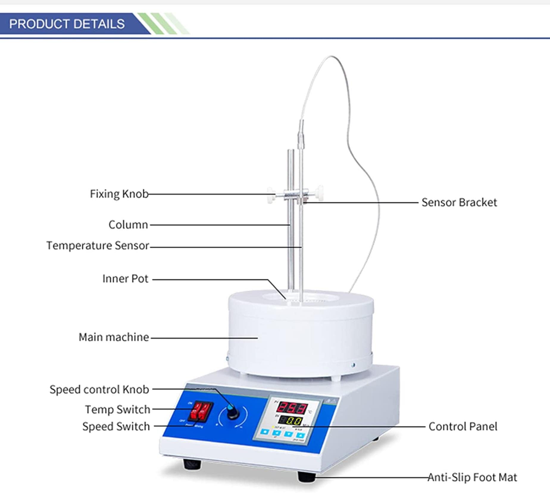 Manto Calefactor Digital De 500 Ml, 2000 RPM, 380 ℃, Control De Temperatura Inteligente, Agitador Magnético, Manto Calefactor, 250 W, para Calentar Y Agitar Líquidos En L