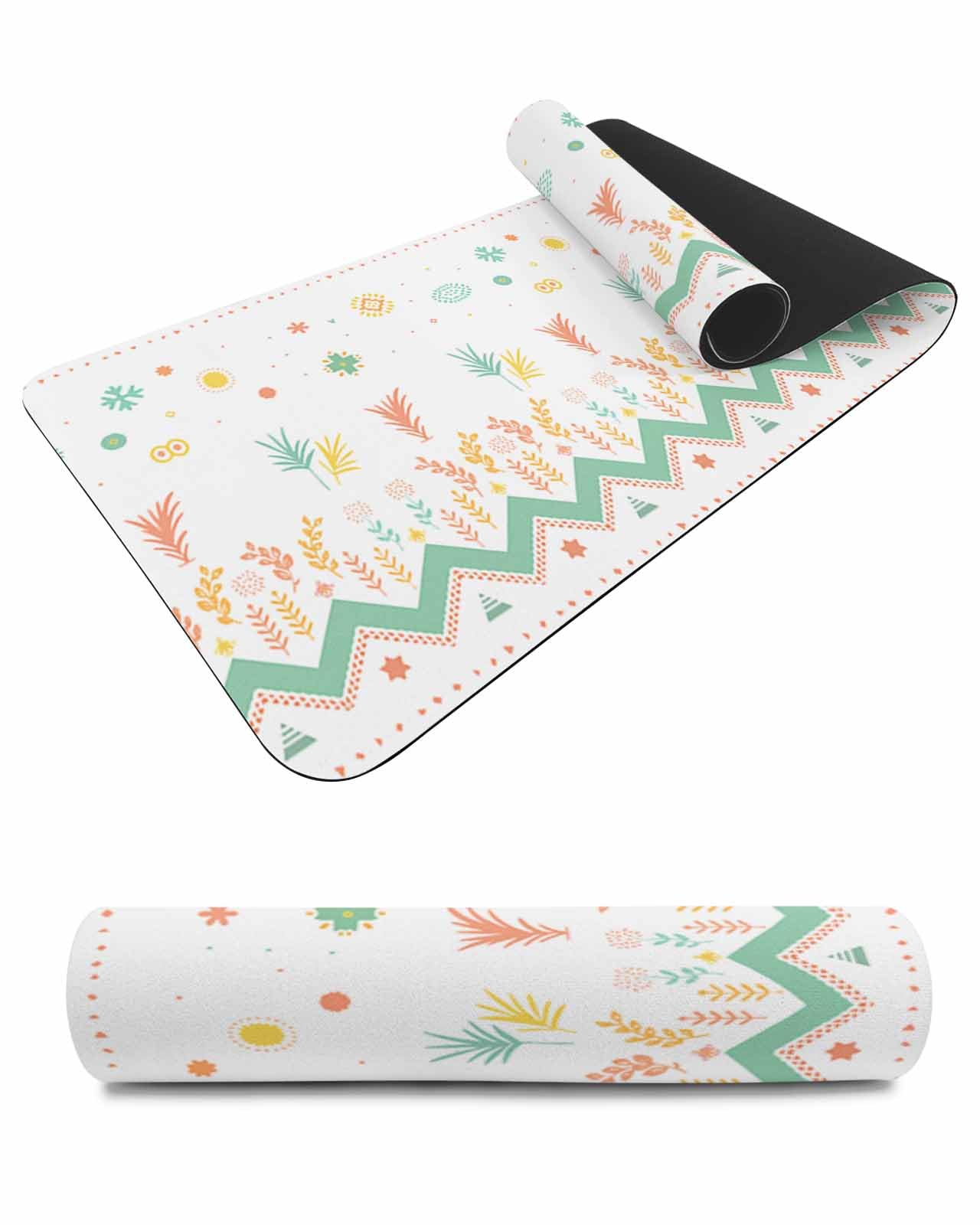 Debedcor Heat Proof Table Pads Waterproof Decorative, Boho Botanical Leaves Non-Slip Table Countertop Protector, Abstract Tribe Flowers Insulation Mat for Dining Room, 48 x 12 Inches