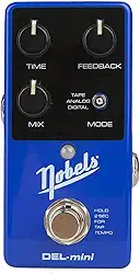 DEL-mini Pedal de Delay Digital Compacto com 3 Modos (Tape/Analógico/Digital), Tap Tempo, Saída Estéreo e Mounty-P para Guitarra, Baixo e Home Studio - 9V DC