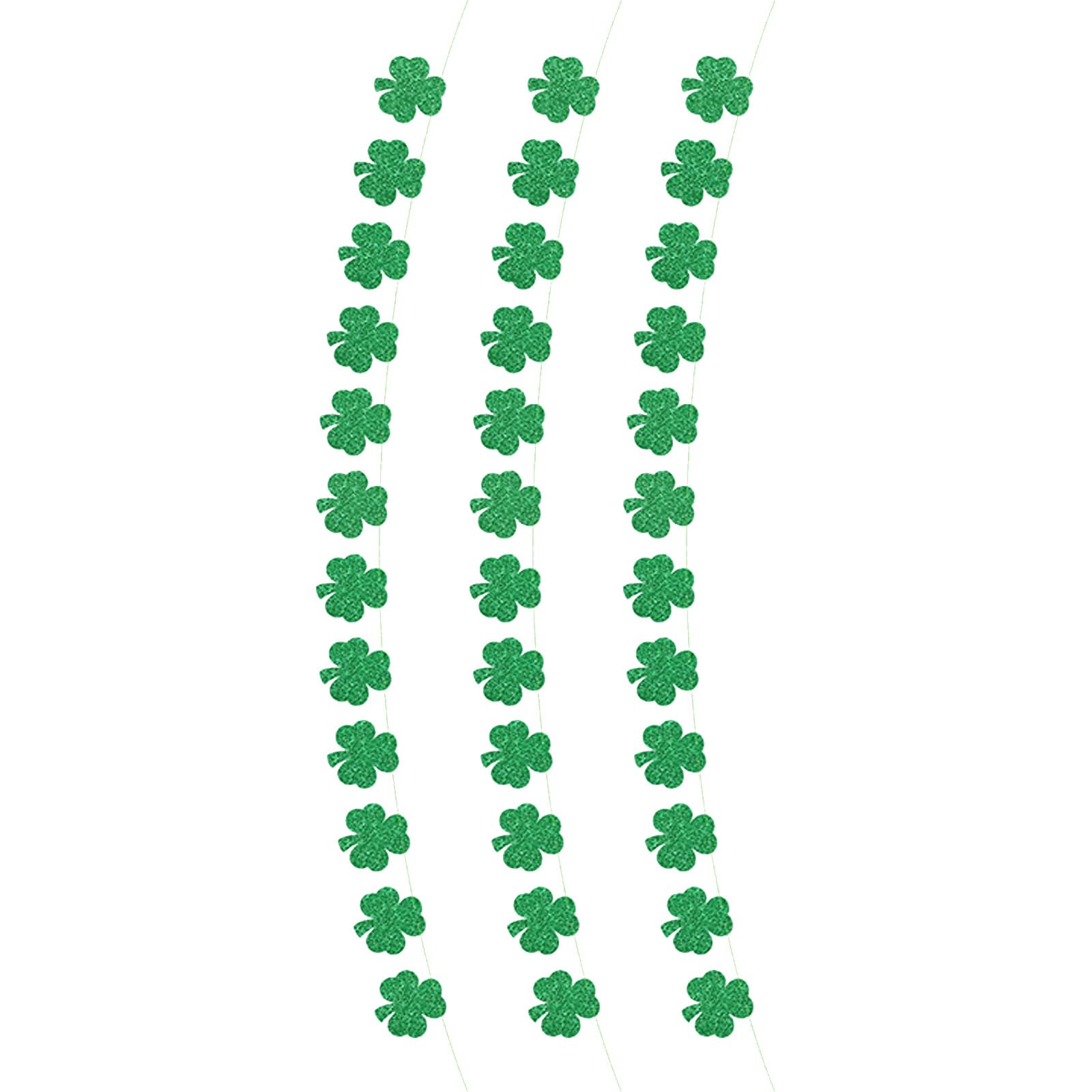 LUCKGONI Double Side Glittering Paper Leaves Bunting Patricks Day Decoration for Wall Door Mantels Irish Festival Celebration