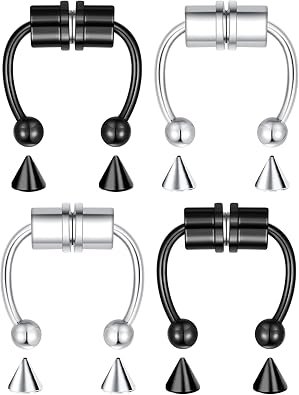 4-5 Pcs Nose Rings Hoops Nose Piercings Nose Piercing Jewelry Fake Nose Ring Fake Septum Double Hoop Nose Ring Lip Nose Rings for Women Clip On Helix Cartilage Hoop Earrings Nose Cuffs