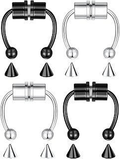 1-16Pcs 16G 18G 20G 22G Nose Rings Hoops Nose Piercings Fake Nose Ring Fake Septum Nose Ring Fake Lip Rings Fake Septum Piercing Fake Nose Piercing Fake Nose Hoop Faux Nose Rings Clip On Nose Cuffs Nose Piercing Jewelry Nose Rings for Women Men Nose Hoops Cartilage Hoop Earring