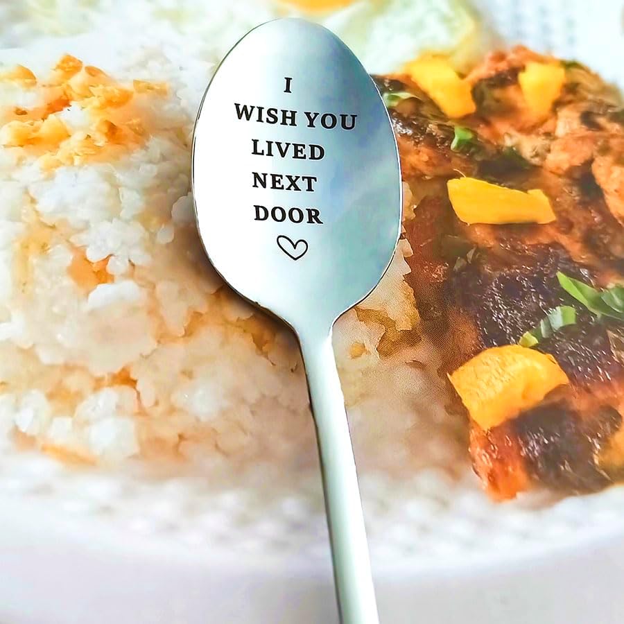 Best Friend Bestie Gifts Spoons Long Distance Friendship Gift for BFF Best Friends I Wish You Lived Next Door Spoon Gifts for Women Moving Going Away Gift for Friend Daughter