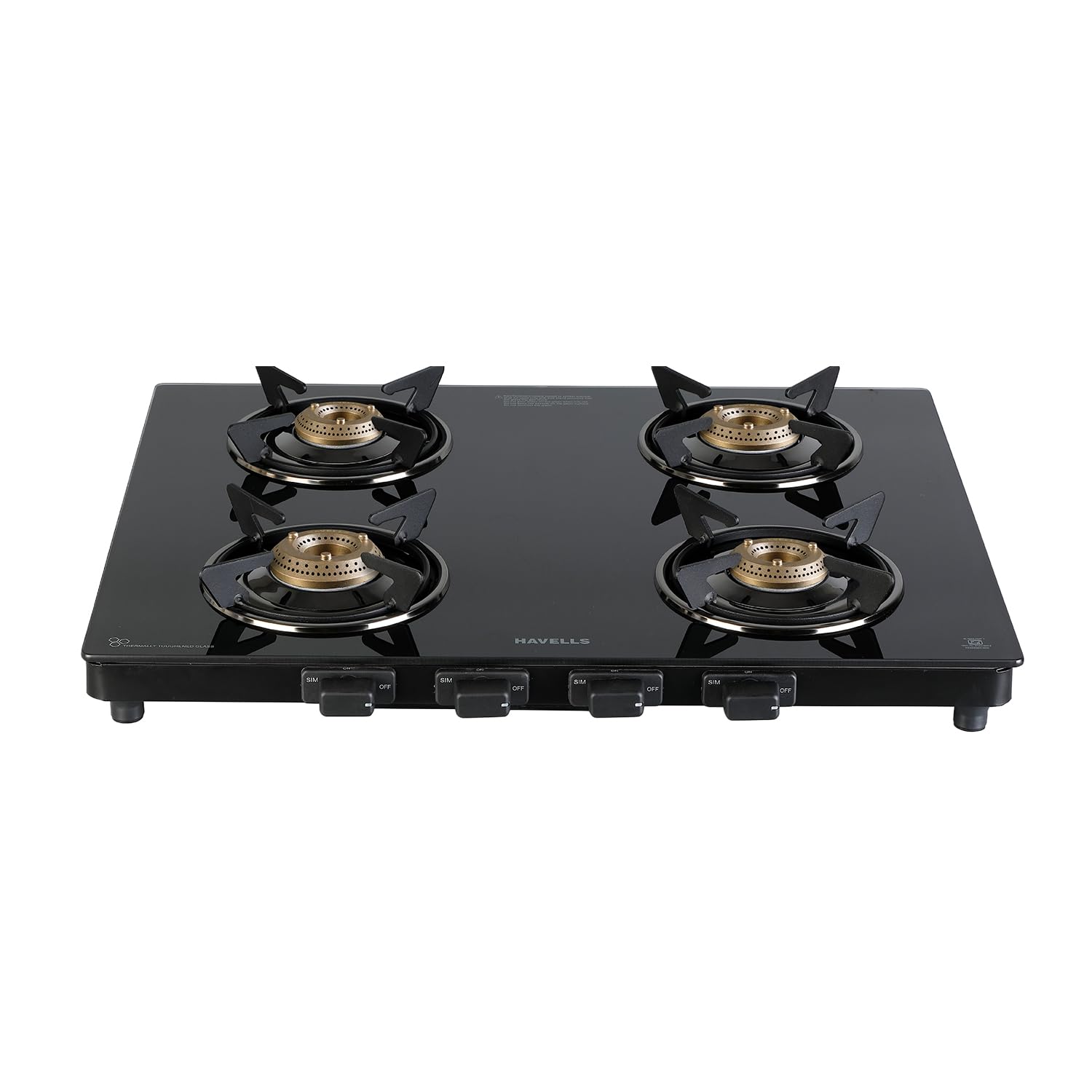 Havells GEOSLIM Gas stove |4 Heavy Duty Forged Brass Burner|6 mm Toughened Glass|Premium Valves|Removable Drip Tray|Soft Touch Knobs|5 year Warranty on Burners, Glass & Valves by Havells (Black)-image-22