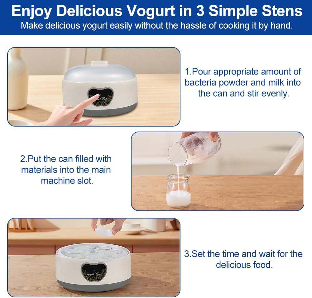 Abnaok 36 Hour Yogurt Maker,1.2L Automatic Digital Yoghurt Maker Machine,Lcd Display with Constant Temperature,Multi-Function Probiotic Yogurt Maker