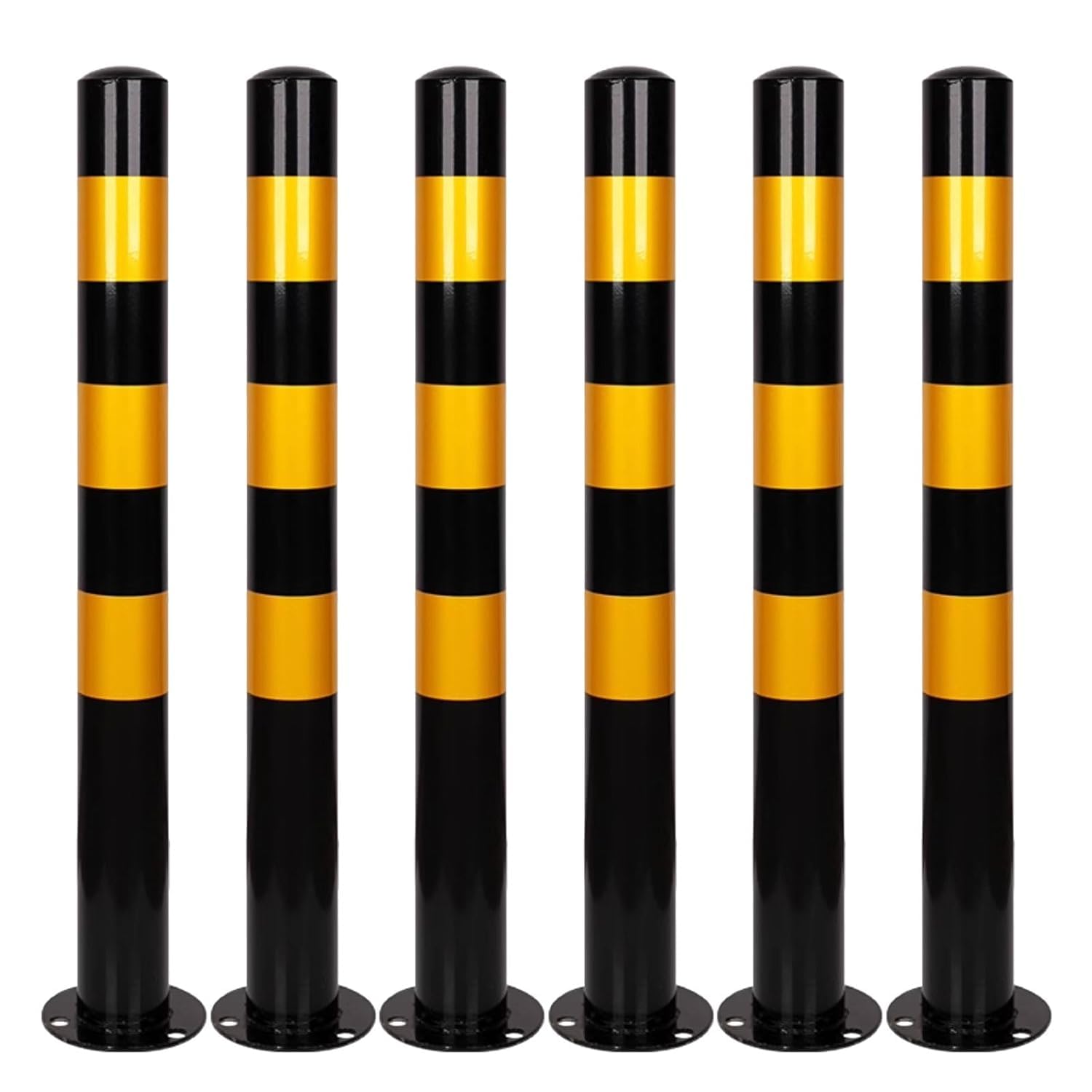SGKOMN Yellow Metal Safety Bollard Post - Durable Traffic Control Delineator, In-Ground Installation Driveway Barrier & Parking Pole for Enhanced Safety, Yellow-6