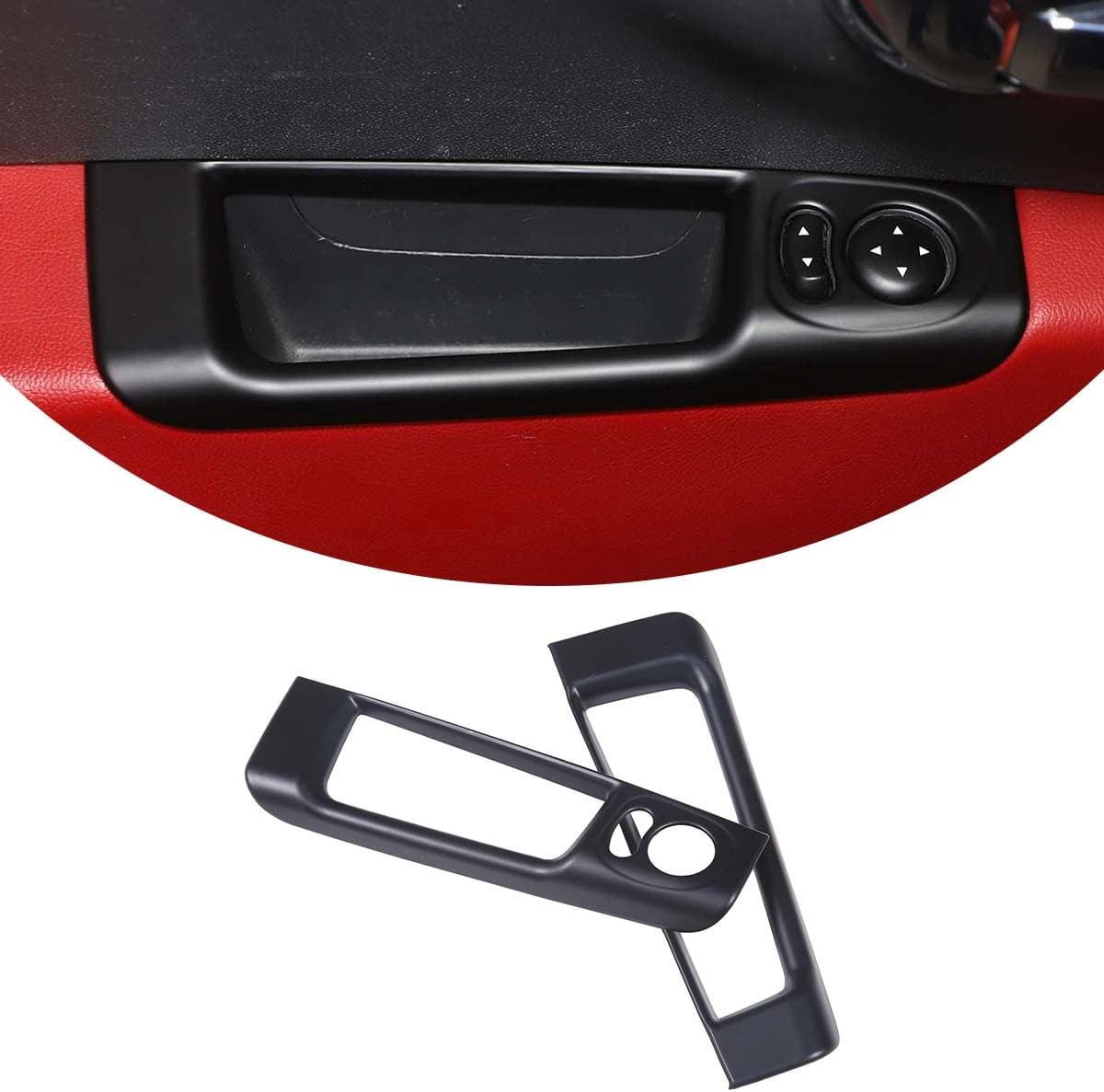 For Fiat 500 2010-2024 LHD Abarth 595 2014-2024 ABS Car Rear mirror Adjustment Switch Decorative Frame Stickers Interior Car Accessories (Matte Black)
