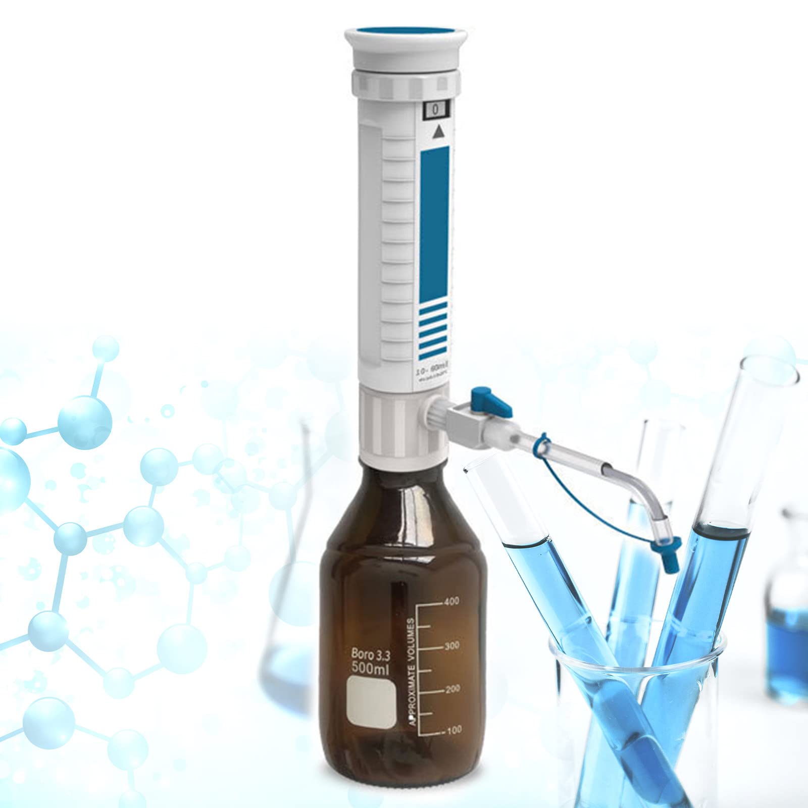 Distributeur De Laboratoire, Distributeur De Liquide Sur Flacon, Flacon Doseur à Manchon, Avec Double Soupape De SéCurité/FenêTre NuméRique,2-10ML