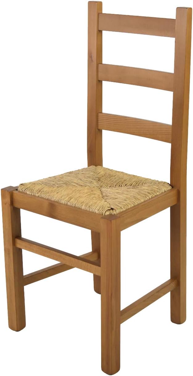 Tommychairs - Silla Rustica para Cocina y Comedor, Estructura en Madera de Haya Color Roble y Asiento en Paja