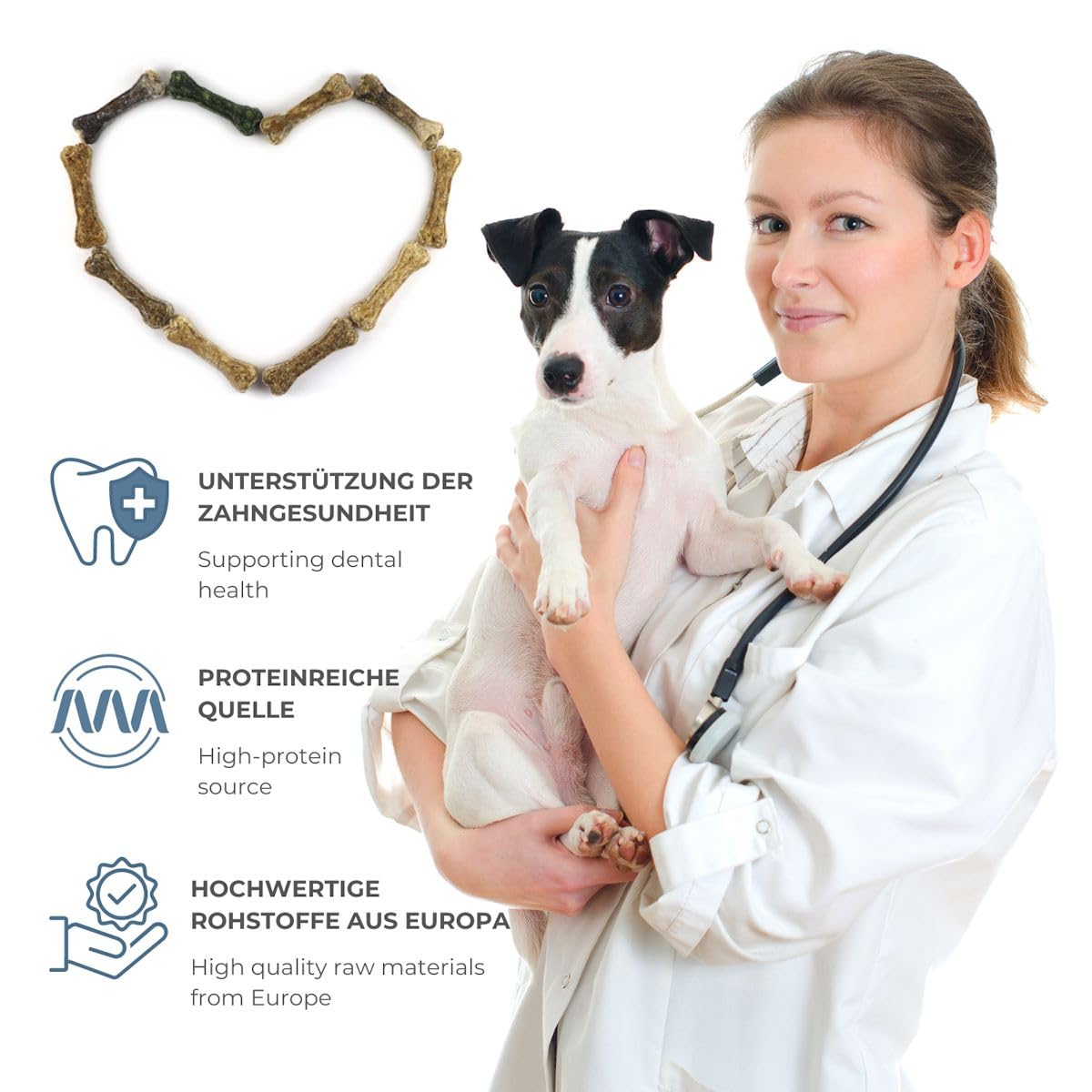 DOGBOSS Osseaux à mâcher 100% naturels spécialement pour petits chiens (2-10kg) en différentes saveurs (Pack d'essai de 10 pièces 10 cm)