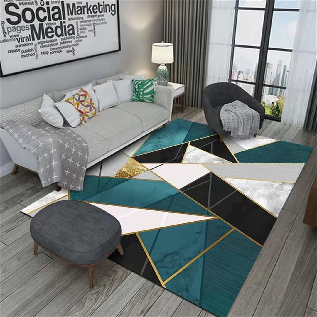 Tapis de chambre garçon bleu et géométrique pour créer un espace de jeu