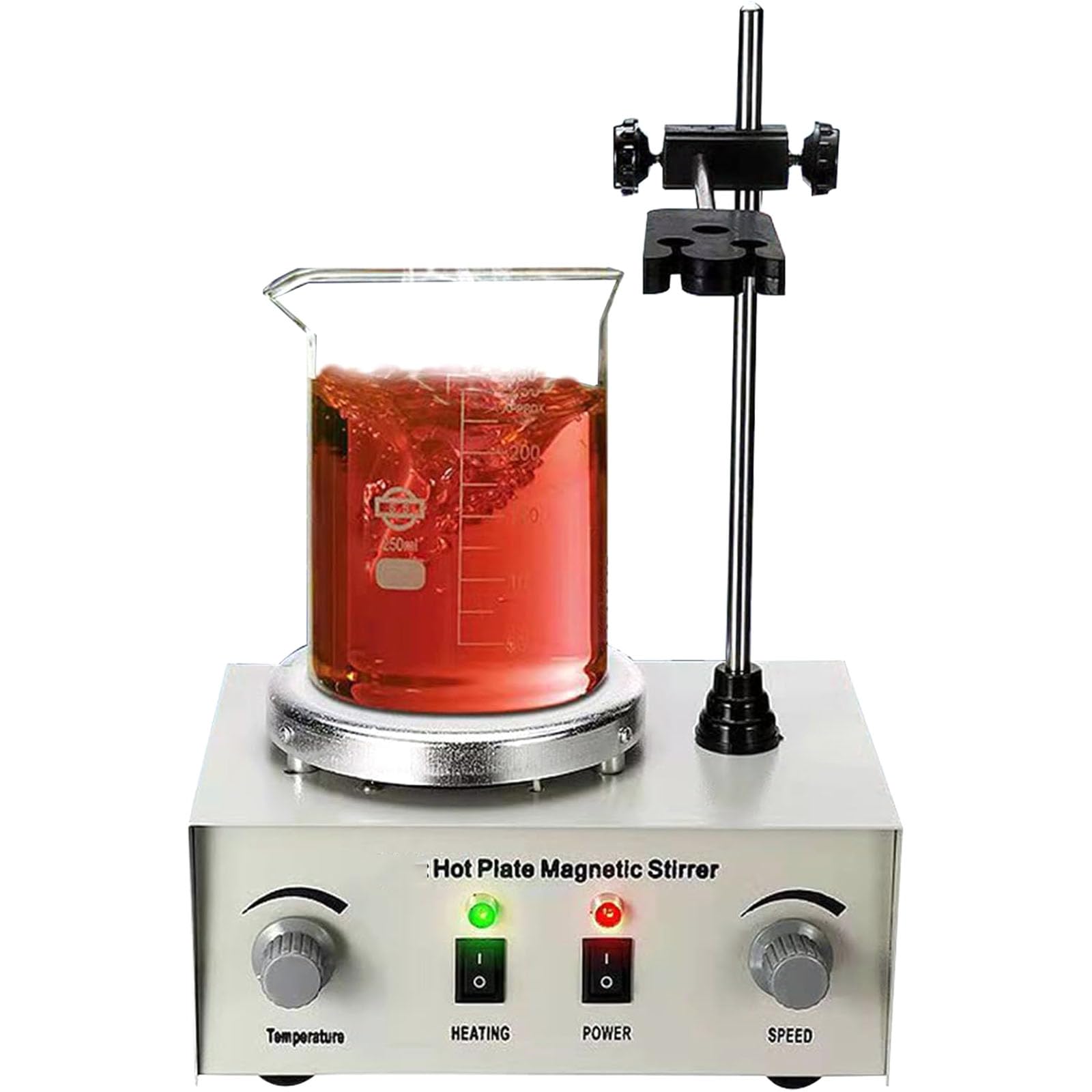 Agitador Eléctrico De Arriba, Placa Calefactora Magnética Con Soporte, Agitador Magnético De Placa Calefactora De 1000 Ml, 100-2400 RPM, Placa Calefactora De Laboratorio Máxima De 100 ℃ Con Agitador