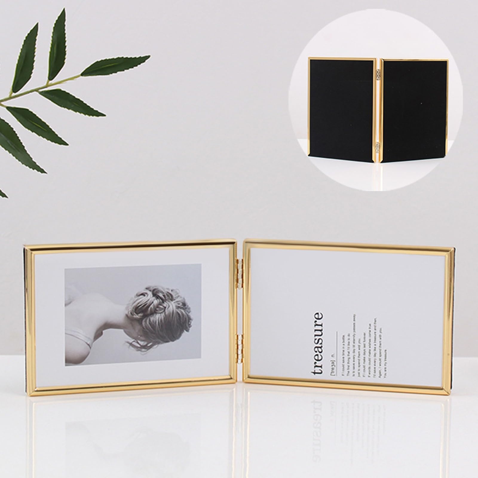 6x8 Picture Frames Horizontal for Tabletop Display 2 Photos Photo Frame Glass Metal Gold Double Frame Bedroom Decor