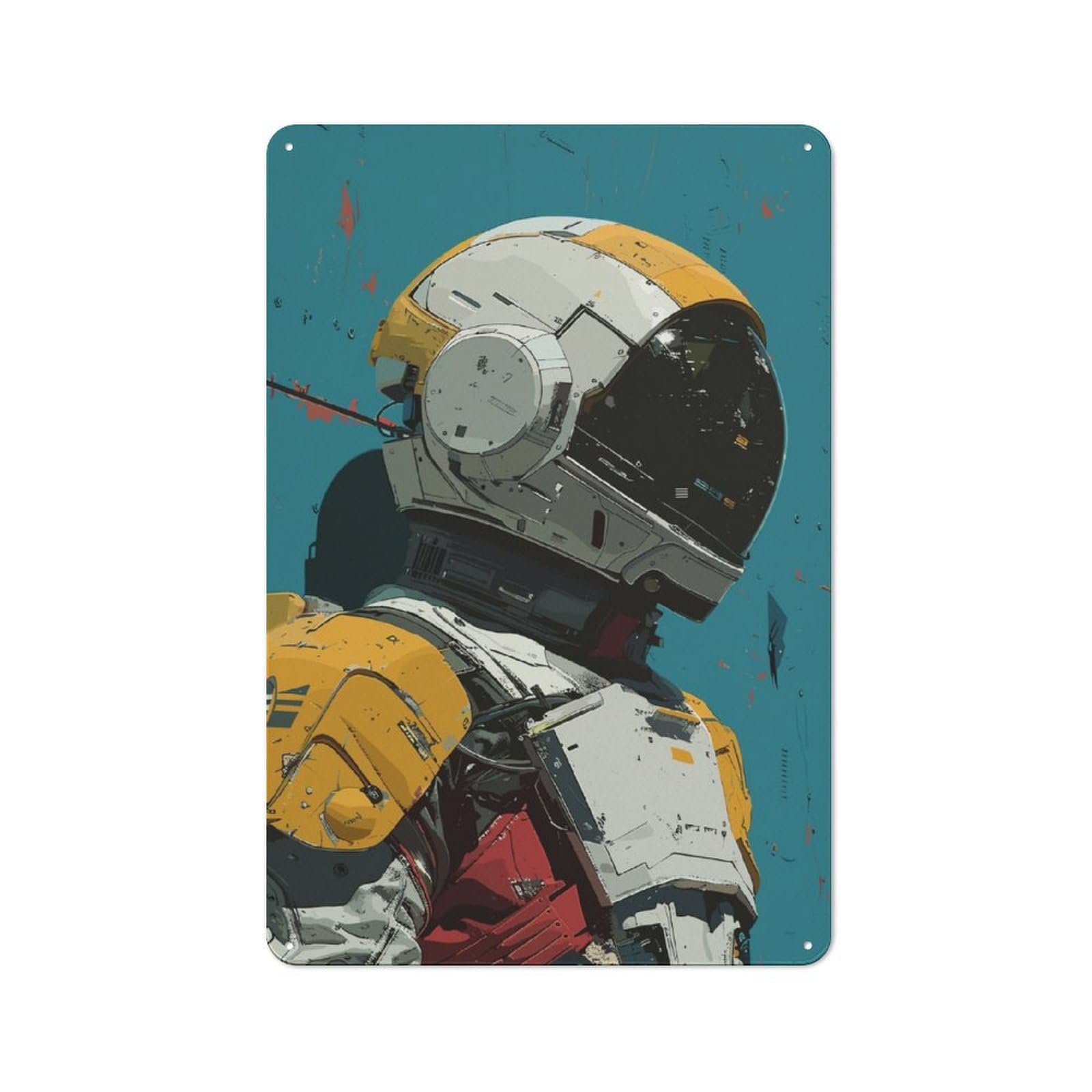 Junmoney Astronaut Helmet Robot Retro Metal Sign 30X20cm For Home Office Or Studio, Suited To Home Office Decor Fans