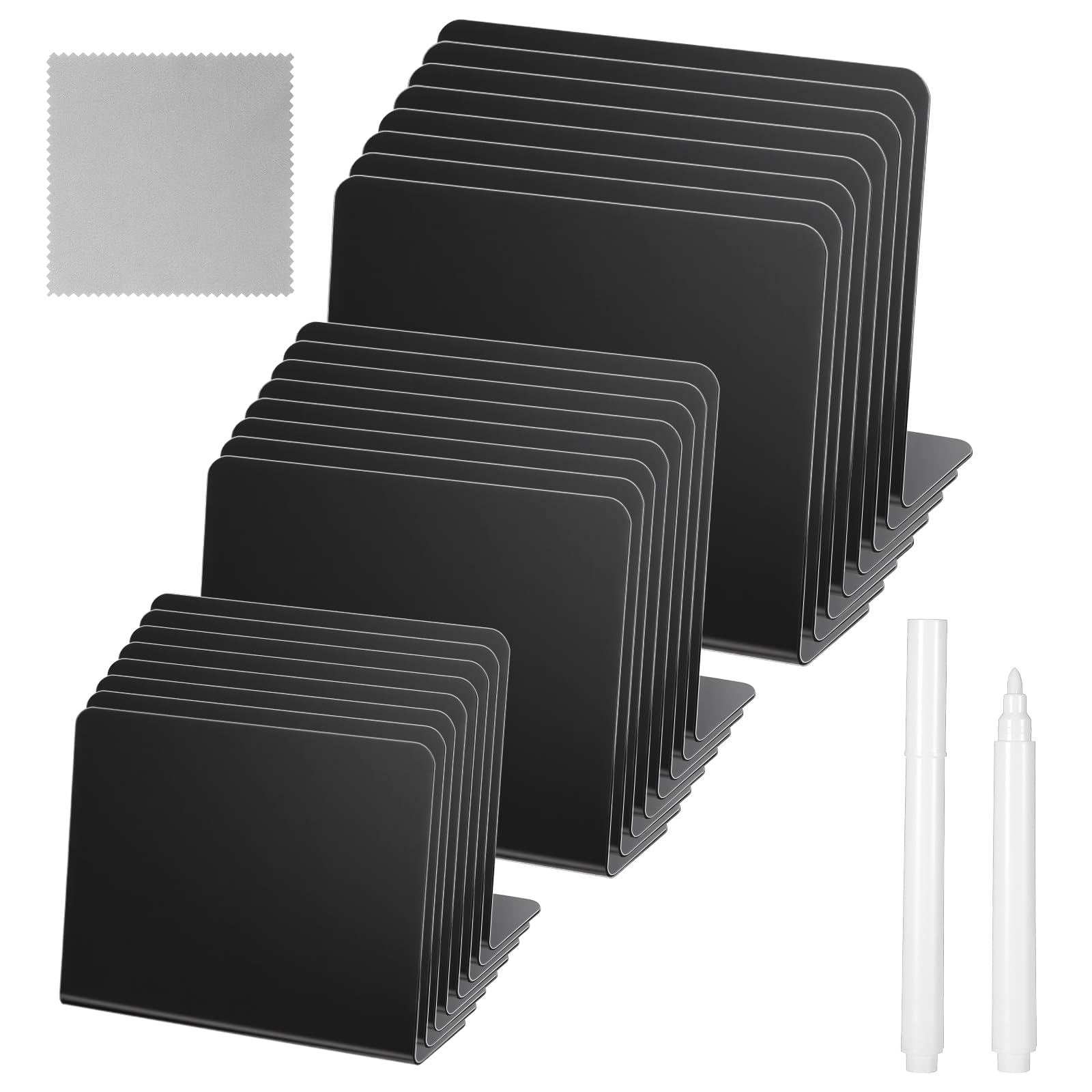 24 Pcs Mini Chalkboard Signs with 8 Chalk Markers and 4 Cleaning Cloth, for Food Labels, Wedding and Bakery, Tabletop Chalkboard Signs, Mini