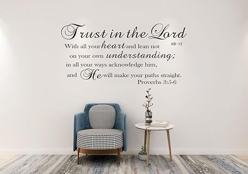 Miniatura 1 de Calcomanías de pared con versículos de la Biblia, Confía en el Señor con todo tu corazón. Calcomanías de pared de las Escrituras cristianas 35-6,