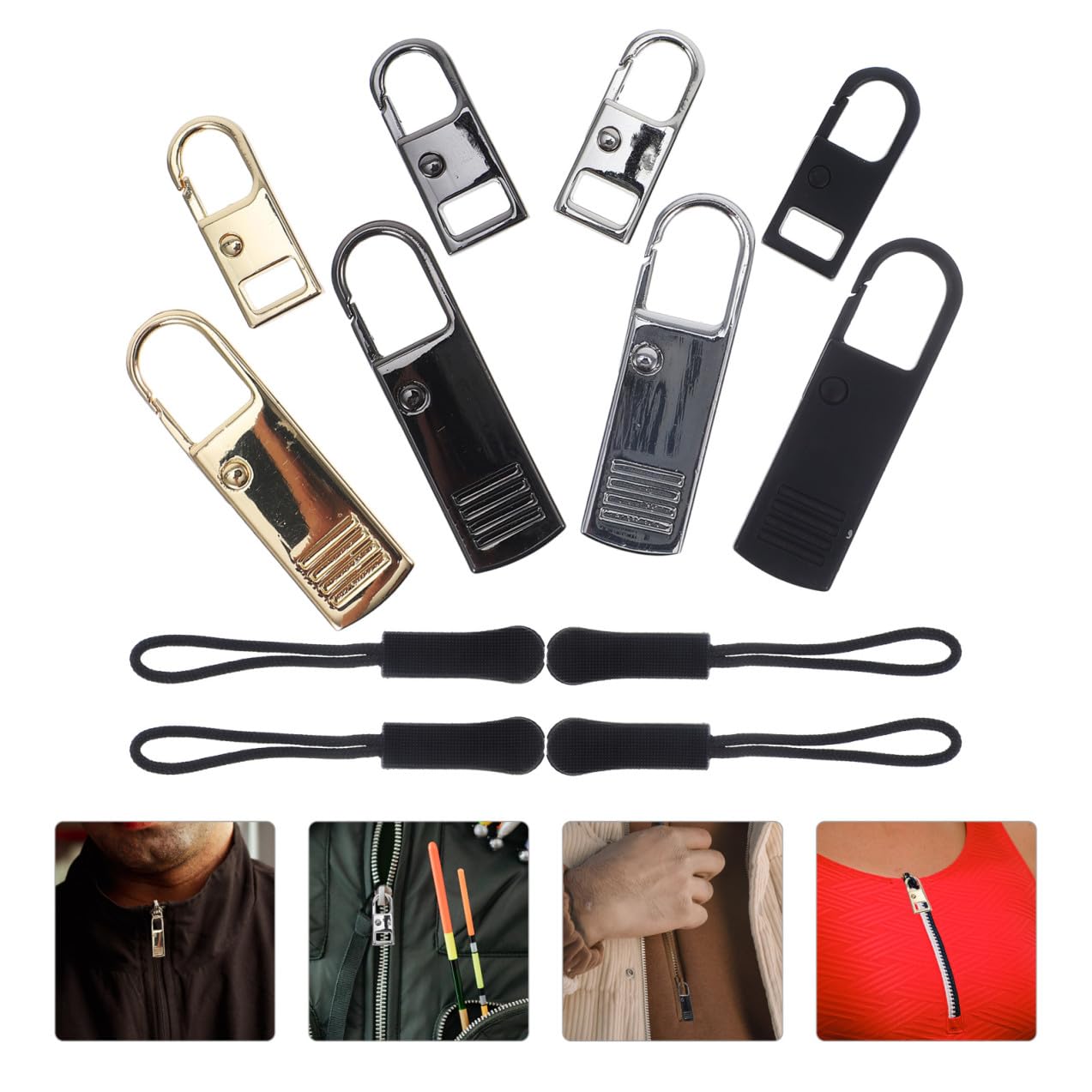 STOBOK 48piezas Kit De Reemplazo De Tiradores De Cremallera Para Ropa y Mochilas Cabezas De Cremallera De Reparación Para Accesorios De Viaje