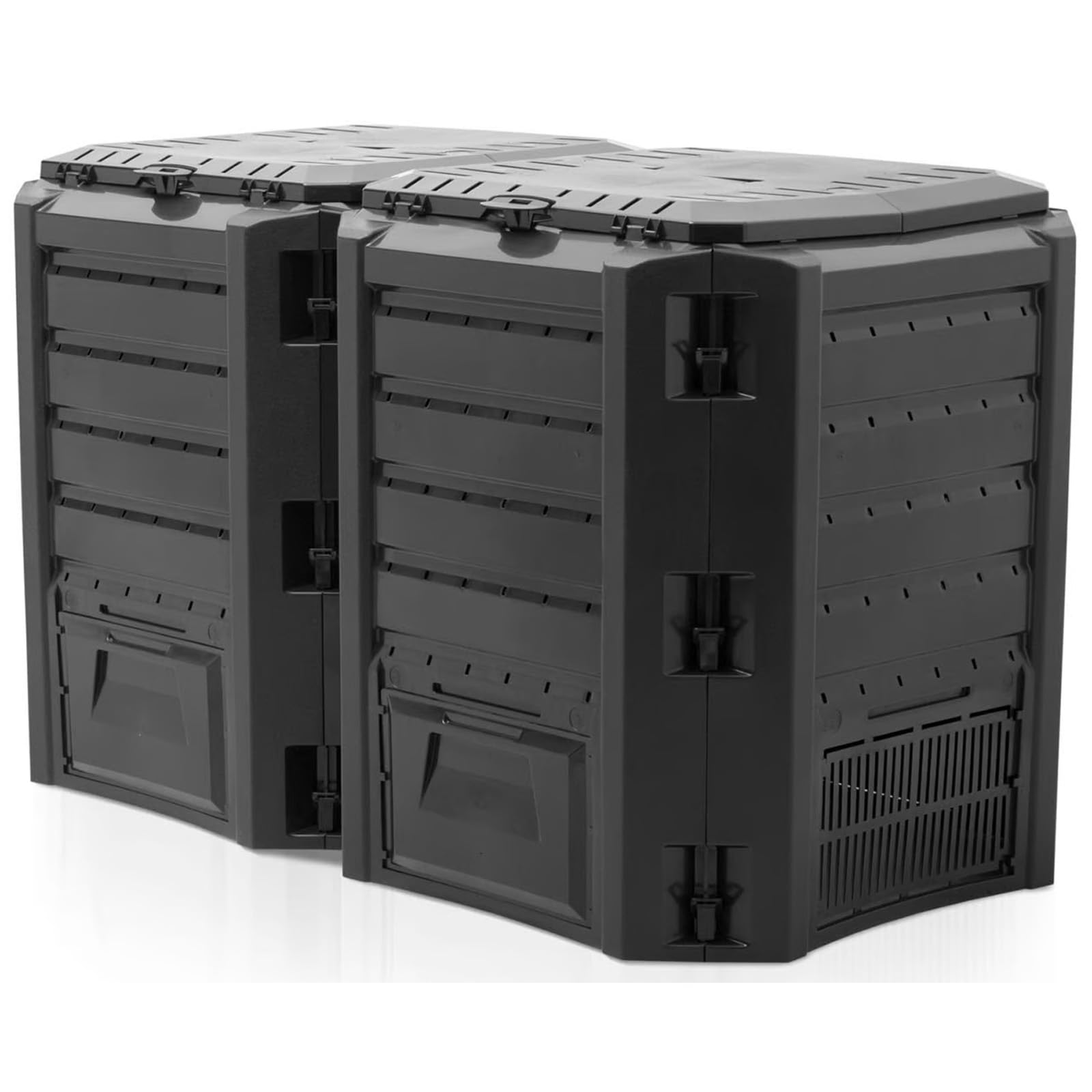 BURI Kompostownik 800 l, 135 x 72 x 83 cm, odporny na warunki atmosferyczne, składana pokrywa, kompostownik ogrodowy, kompostownik termiczny, szybki kompostownik