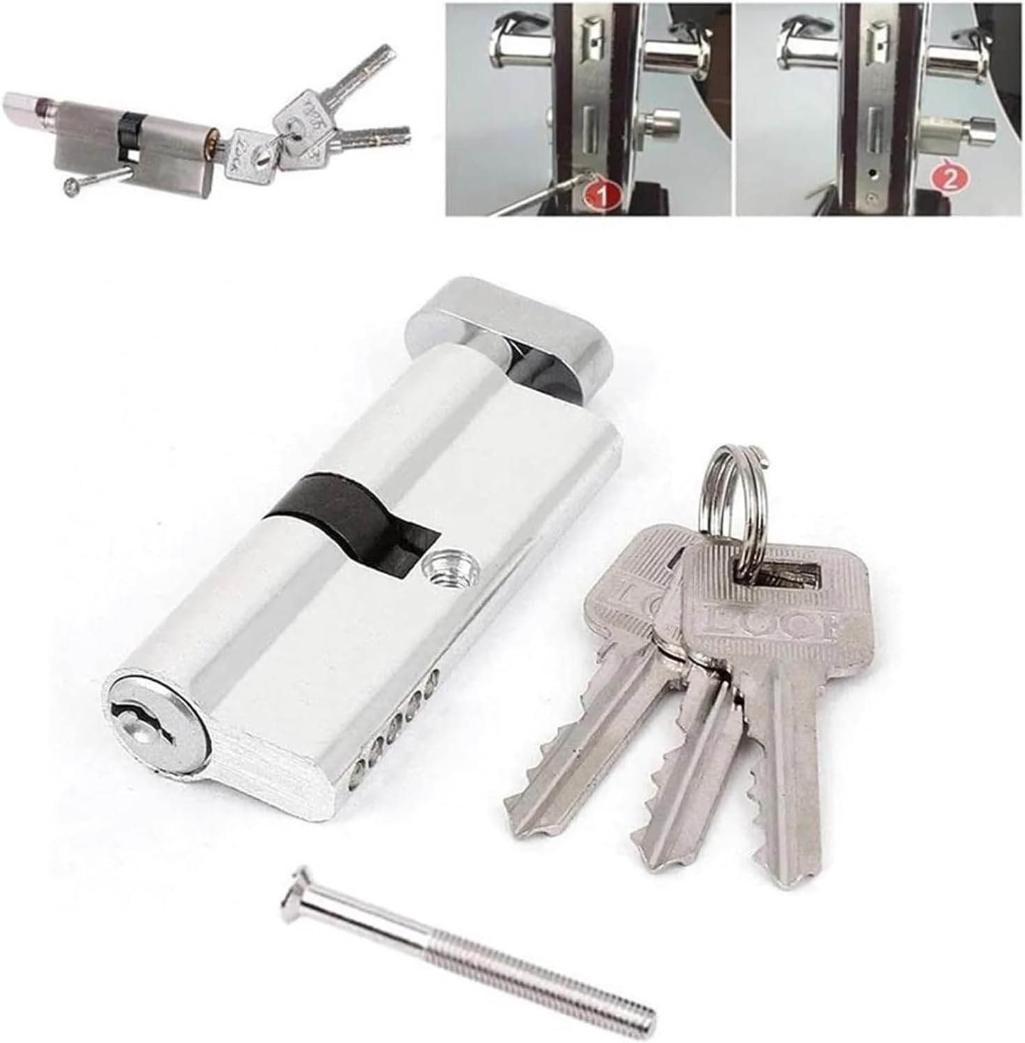 Door Lock Cylinder Anti Pick with Keys Kit Thumb Turn Security Metal Mailbox Drawer Set