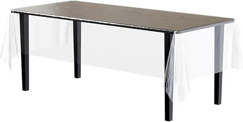 Miniatura 2 de Exquisite Paquete de 12 manteles de plástico de alta calidad de 54 x 108 pulgadas, mantel rectangular - Transparente