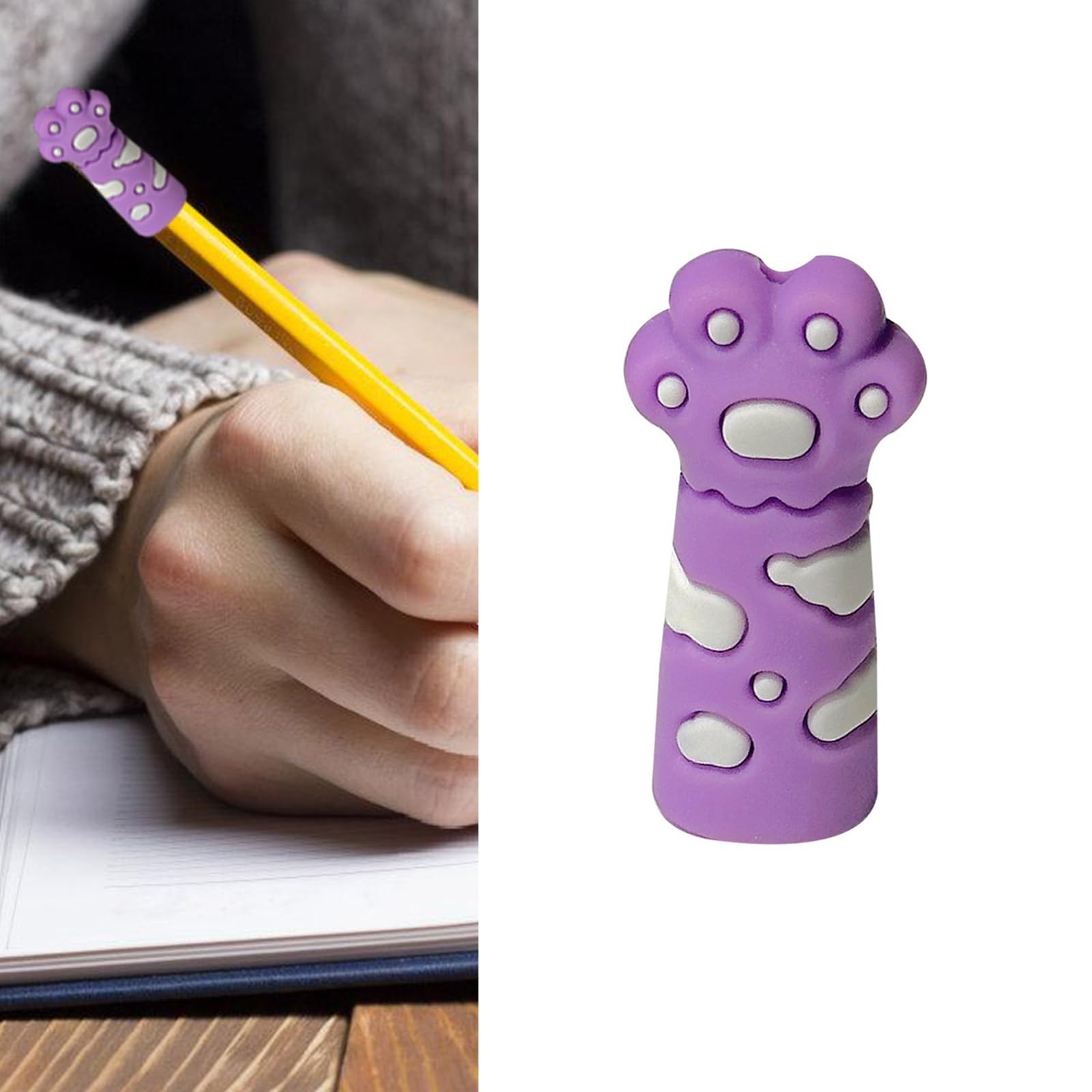 6 graziosi topper per matite in silicone, estensori per matite a forma di gatto, per bambini e adulti, strumenti di scrittura per il rientro a scuola, per bambini