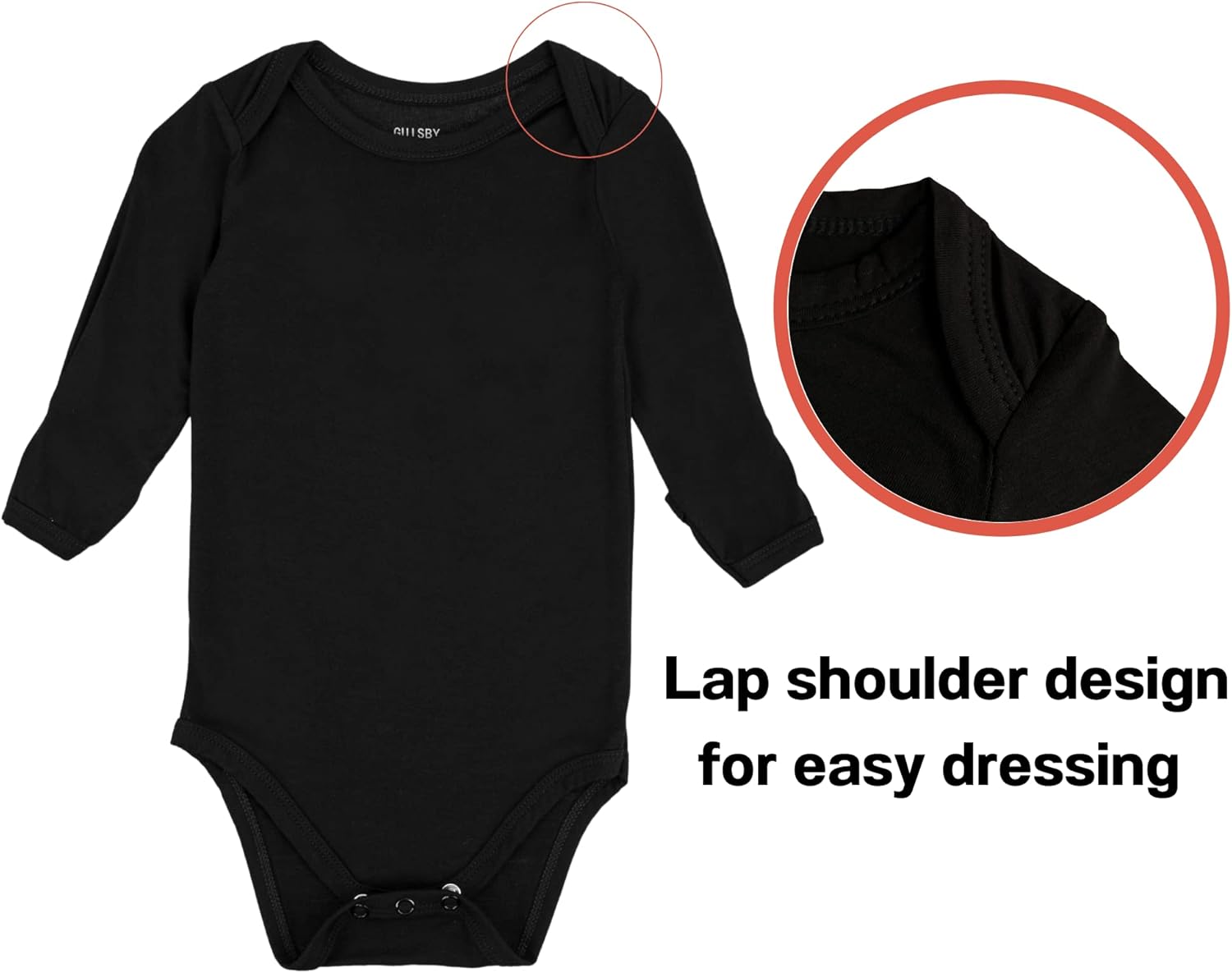 GUISBY Unisex Baby Rayon of Bamboo Snap Bodysuits, Long Sleeve with Mittens Cuffs Bodysuit 2-Packs - Image 2