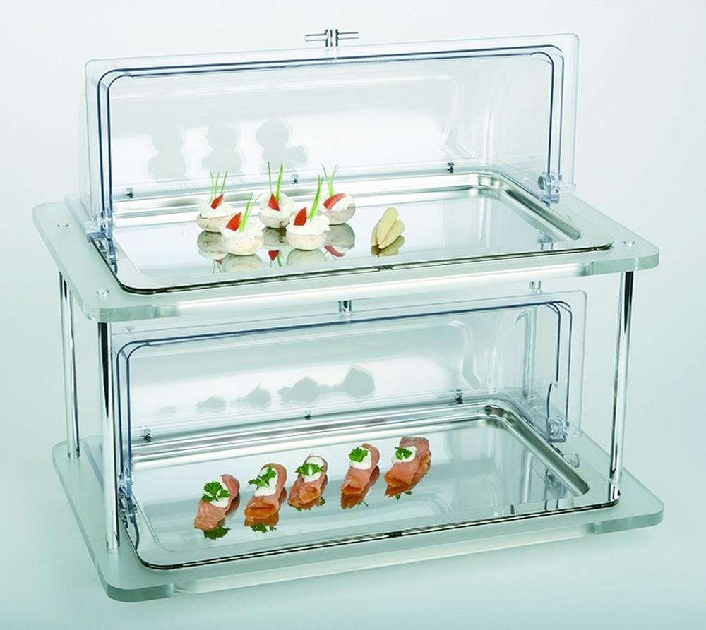 APS buffet vetrina-61cm x 38cm, altezza 33cm 18/10acciaio inox, a due piani kühlbar 14pezzi