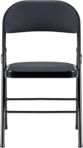 Miniatura 4 de Paquete de 6 sillas plegables negras con cojín acolchado, juego de sillas de comedor, sillas plegables apilables portátiles para interiores y
