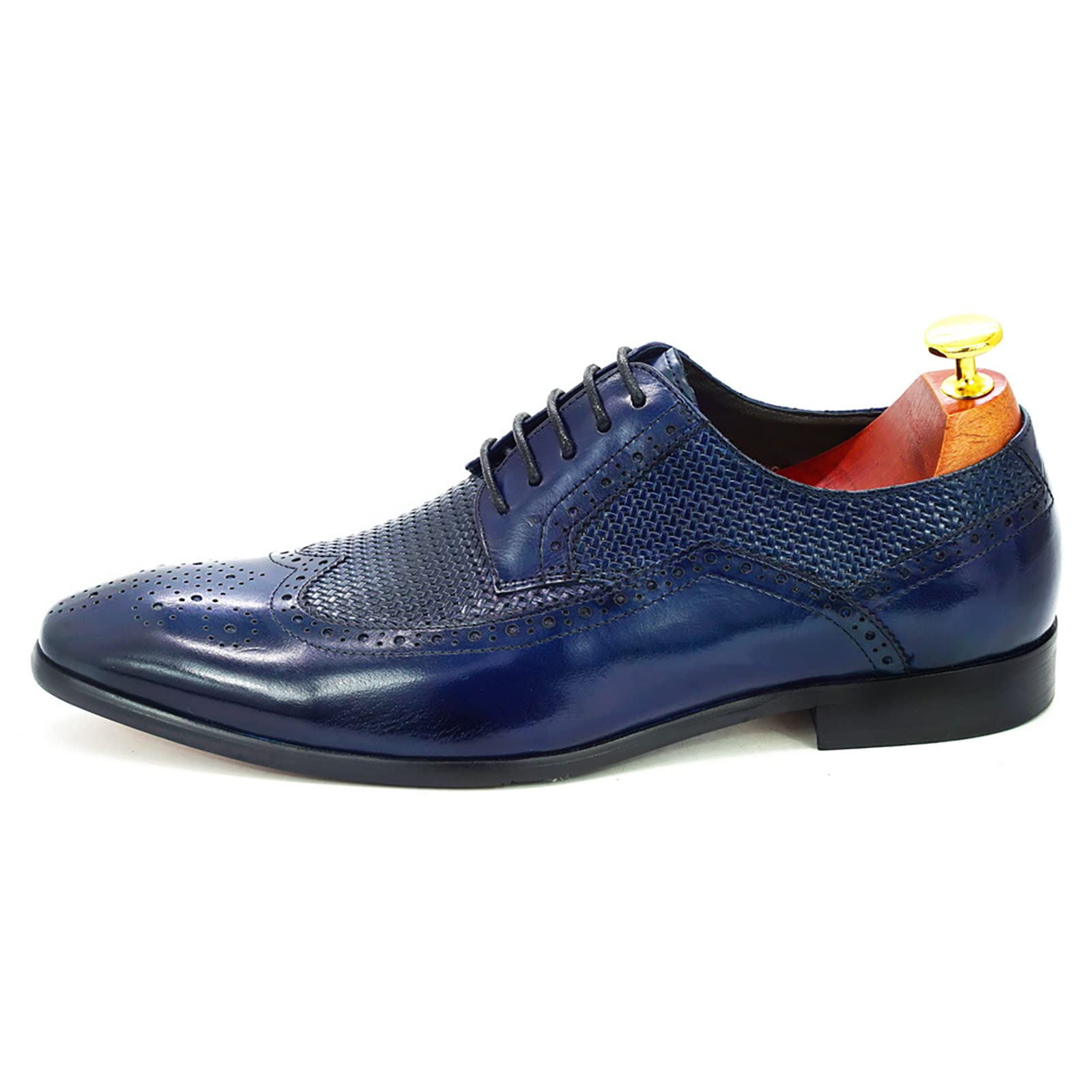Herren Formale Oxford-Schuhe Lässige Wingtip-Derbys Klassische Brogues zum Schnüren Geschäftliche Hochzeitsfeier,Blue-44