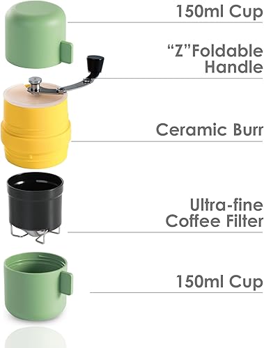Miniatura 2 de Molinillo de café manual, molinillo de café portátil, molinillo de granos de café, molinillo de rebabas para granos de café, semillas y especias,