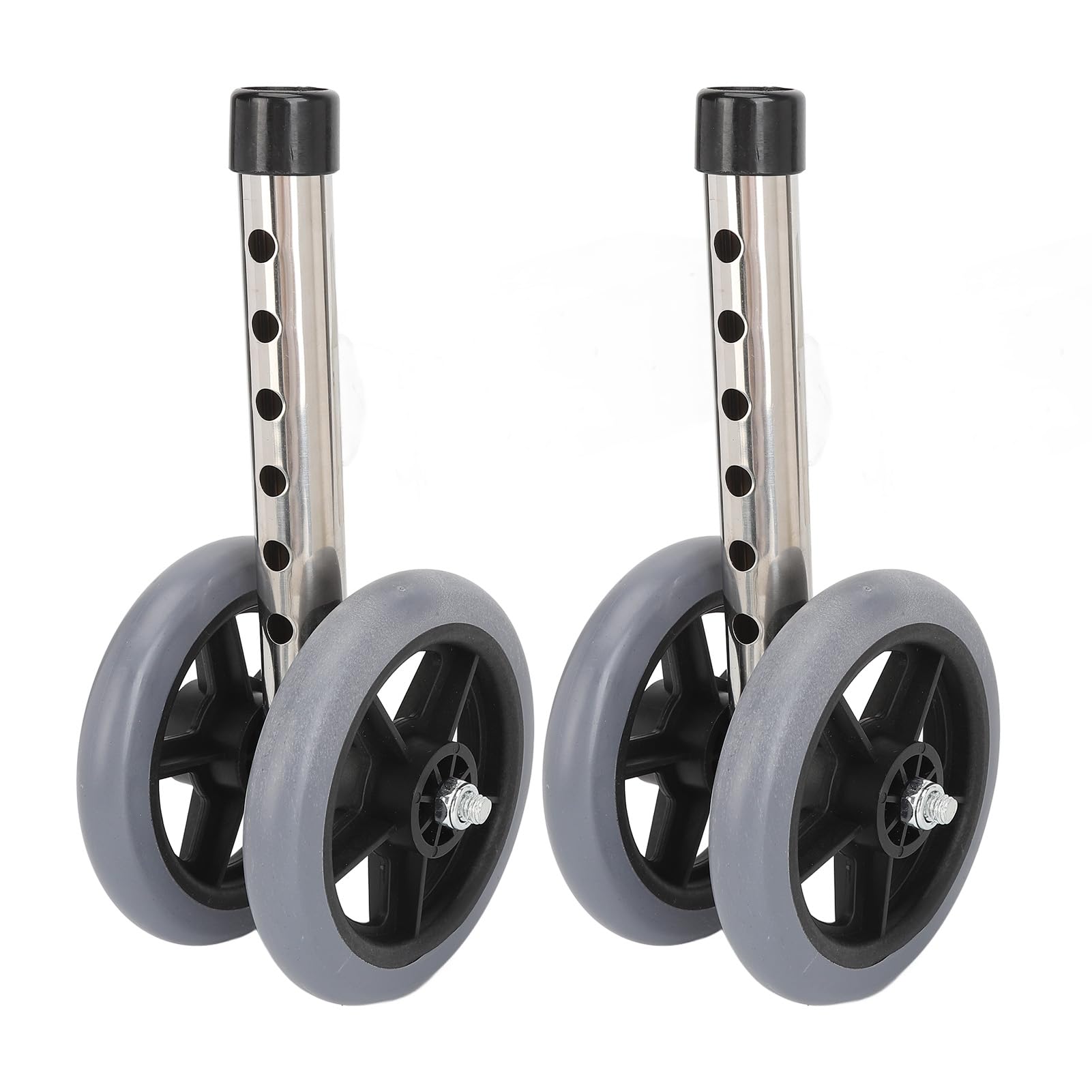 Brrnoo Ruedas para Andador, Accesorios de Repuesto para Andador, Rueda de Repuesto para Andador de 2 Piezas, Patas de Rueda para Andador con Ruedas Ajustables en Altura de 6 Engranajes