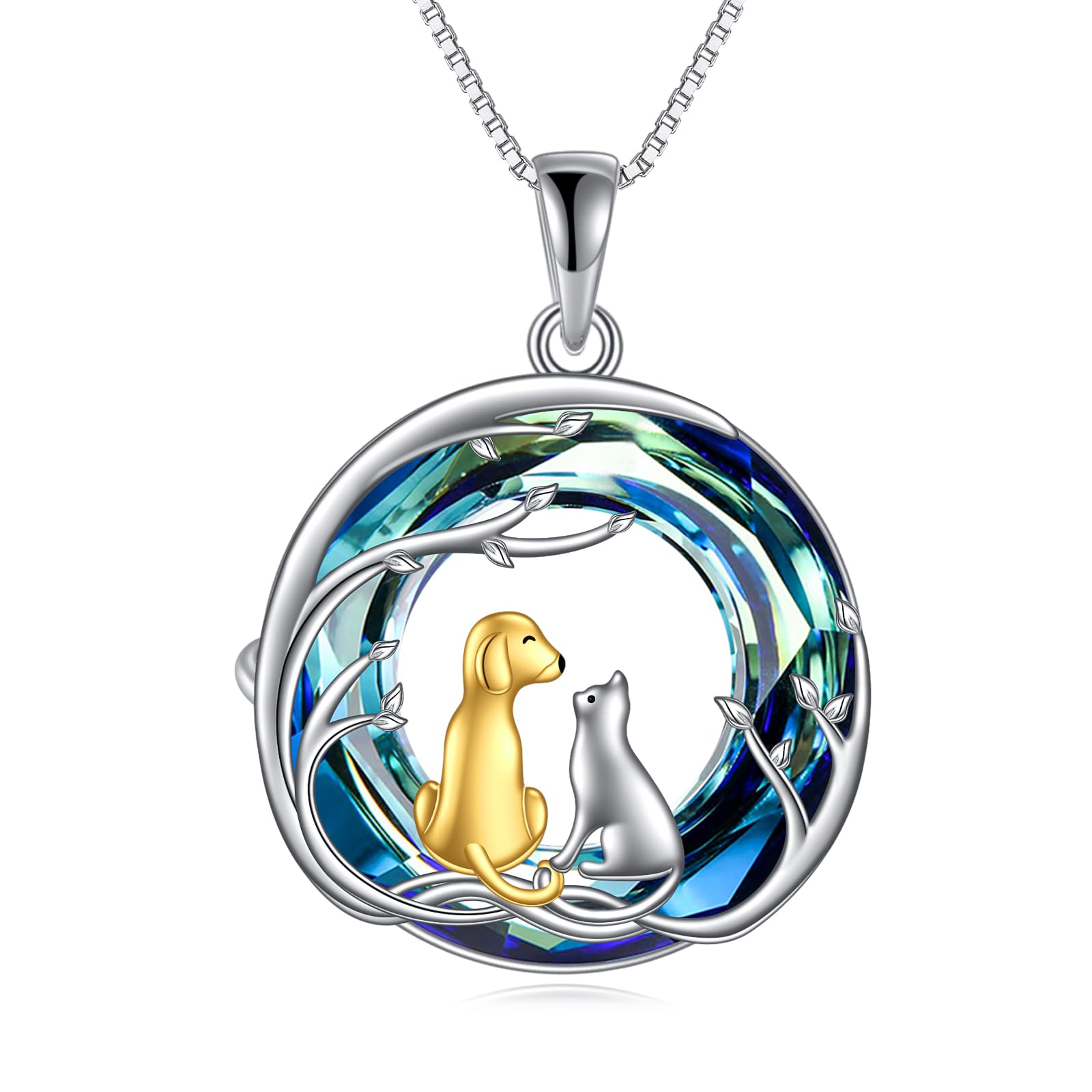 Vadmans Baum des Lebens Kette Sterling Silber Schwester Blau Kristall Anhänger Halskette Schmuck Geschenke für Damen Frauen