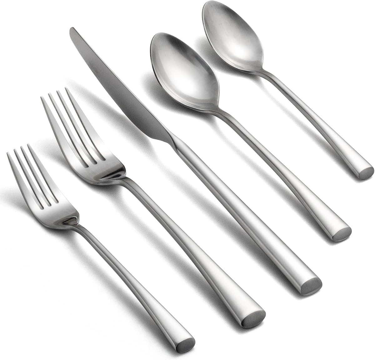 Alata Bailey 20-Piece Forged Stainless Steel Flatware Set Cutlery Set,Service for 4,Matte Satin Finish,Dishwasher Safe…