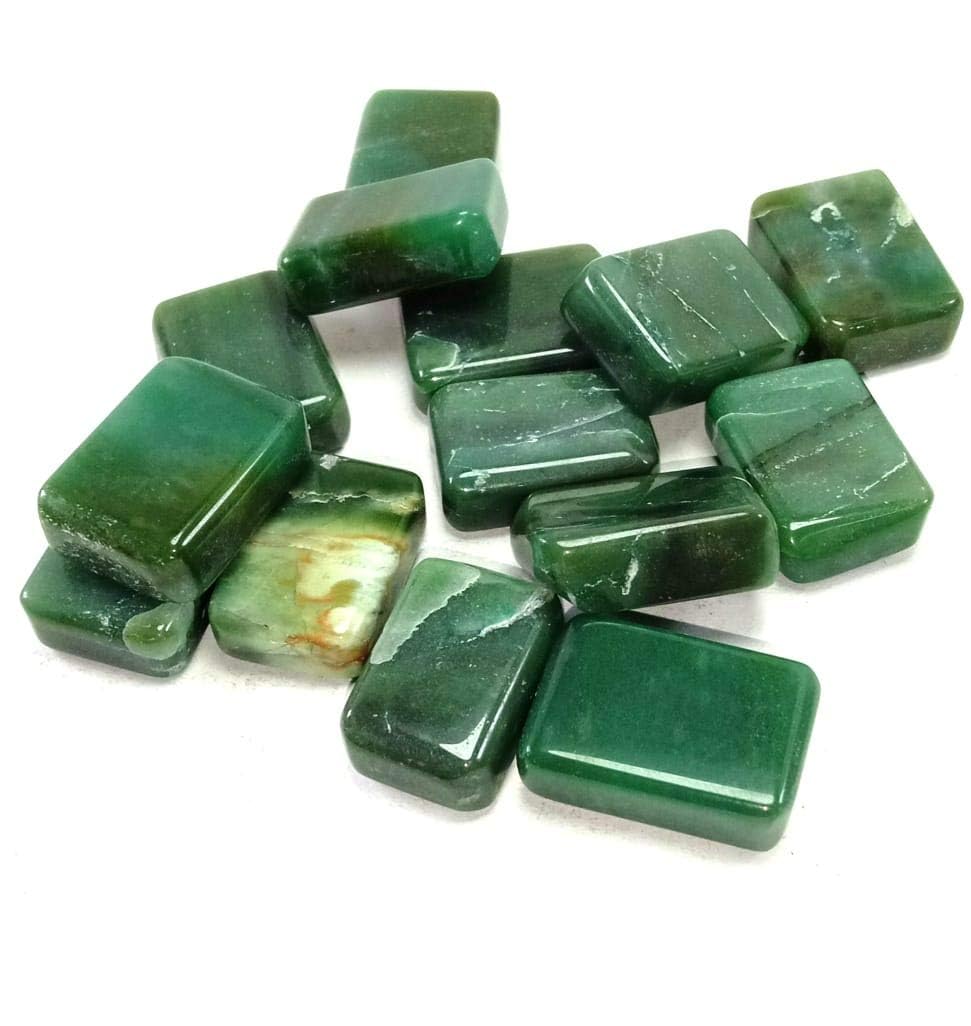 Green Jade Natural Cube Tumbled Stones Inspirational Pouch 50 Gram