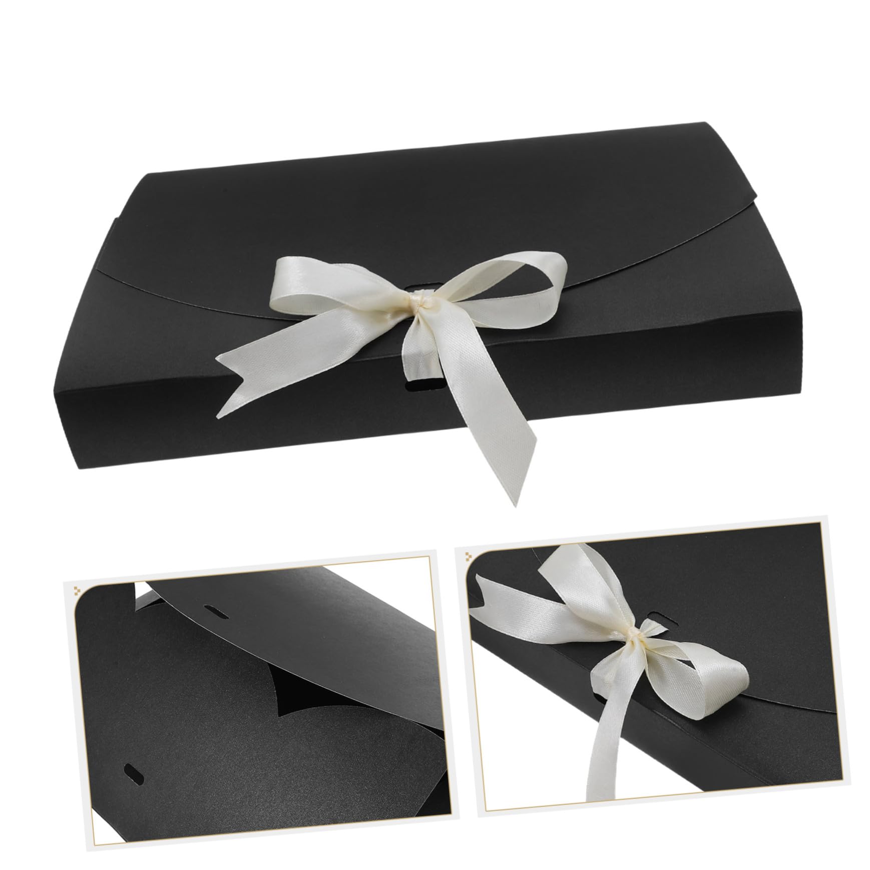 POPETPOP Scatole Regalo in Carta Nero 26x17,5x3,5cm 20pezzi con Fiocco per Scarpe Camicie Natale Compleanno