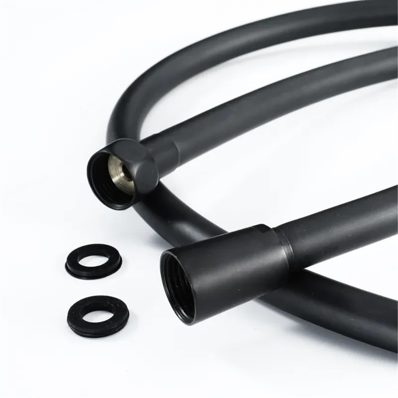 Manguera de ducha flexible con muelle Manguera de ducha negra, montaje de baño, tubo de baño suave de PVC, tubería de agua de 1,5 metros(Black)