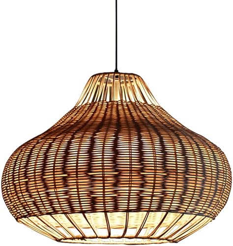 CHENKUI Lámpara de ratán de estilo rústico, lámpara de araña natural tejida a mano para restaurante, lámpara colgante de bambú para colgar lámpara