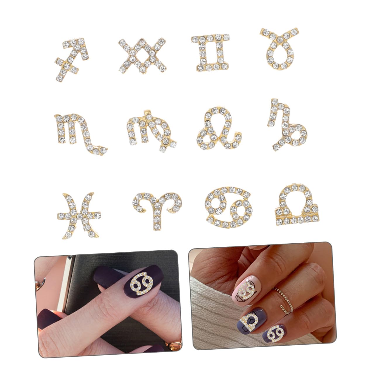 Didiseaon 5 Set di Ciondoli per Unghie per Nail Art 12 Segni di Ciondoli per Unghie Strass Decorazioni Eleganti per Unghie per Occasioni Speciali Pezzi * 5