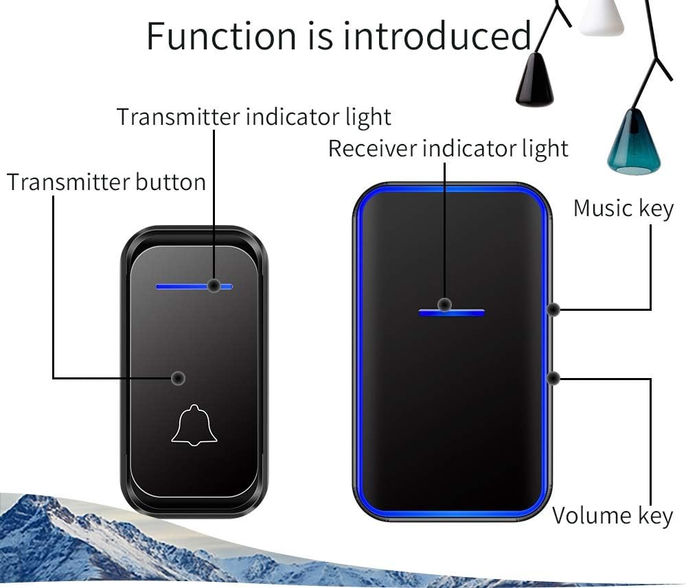Waterproof Doorbell 1 2 Button 1 2 3 Receiver 300M Remote Intelligent LED Light Home Door Bell Chime