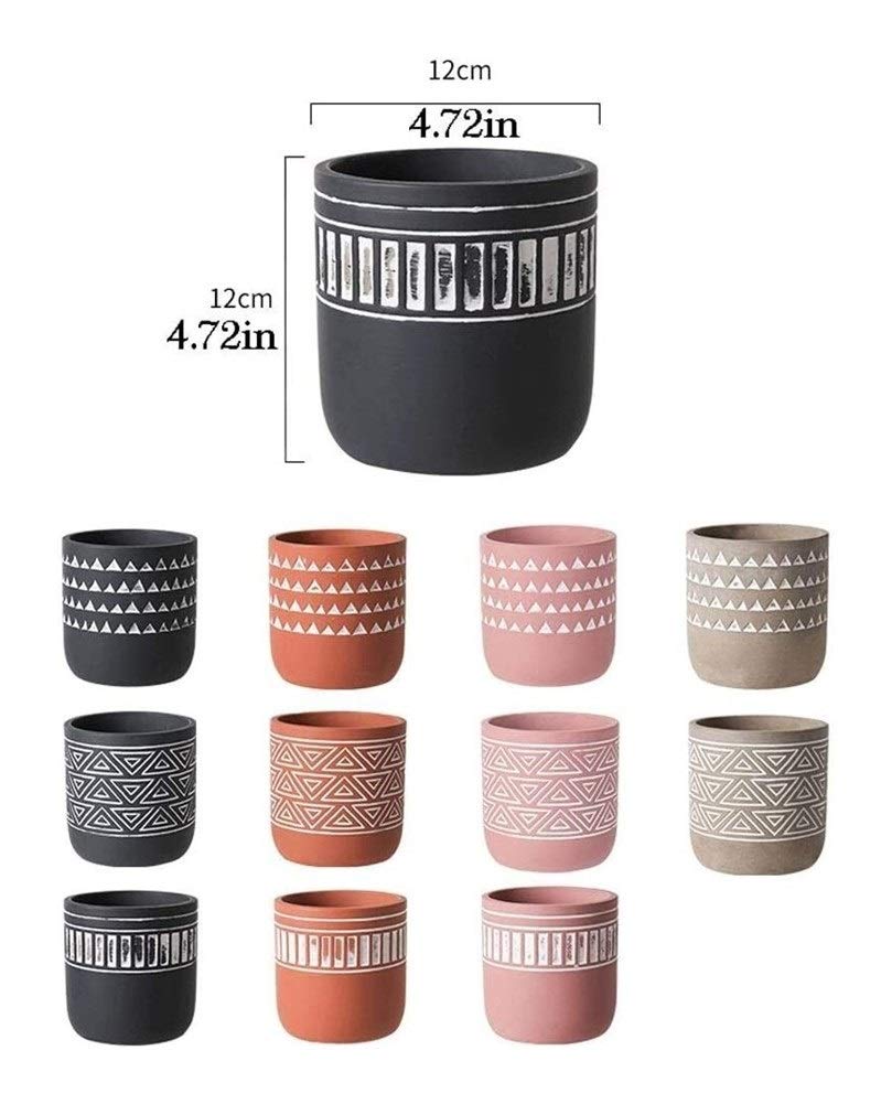 Doniczka do doniczek betonowe donice na kwiaty cementowe - otwór spustowy i średnia doniczka 4,7" - ręcznie wykonany cylinder geometryczny Deco kryty (różowy) pojemnik na rośliny Pojemnik na rośliny