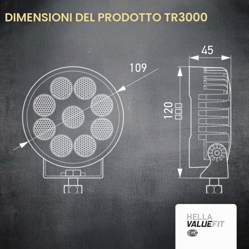 HELLA VALUEFIT 1G0 357 113-002 LED-Faro da lavoro, Valuefit TR3000, 12/24V